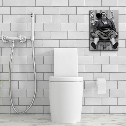 Funny Bathroom Canvas Wall Art Set of 2 - Black and White Vintage Humor Wall Decor, Dumb And Dumber Comedy Movies Posters for Toilet Bathroom Decor 12x16 inch Framed