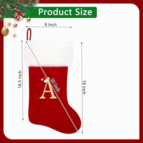 20 Inches Red Velvet with White Super Soft Plush Cuff Christmas Stockings, Xmas Personalized Embroidered Pets Paw Stockings for Family Holiday Decorations and Xmas Tree Fireplace