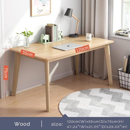 IOTXY Simple Wooden Writing Desk - Modern Minimalist Style PC Laptop Computer Workbench with Solid Wood Legs, 47 W Home Office Work Table for TV Stand Music Video Live Broadcast Workstation, Oak