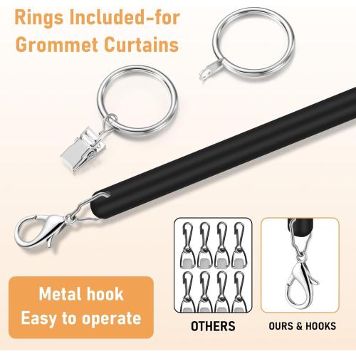Shimeyao 10 Pack Acrylic Curtain Pull Wands Drapery Pull Rod Versatile Fiberglass Blinds Wand Kits with Rings and Hooks for Opening Closing Curtains Homes Offices Window Opener(white 46 Inch)