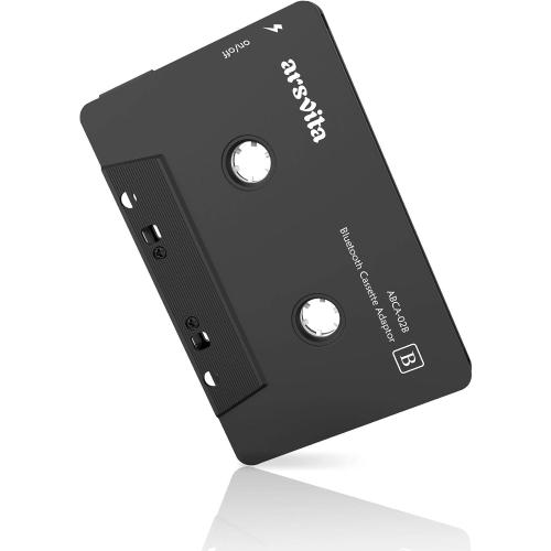 Arsvita Car Audio Bluetooth Wireless Cassette Receiver, Tape Player Bluetooth 5.0 Cassette Aux Adapter, Black