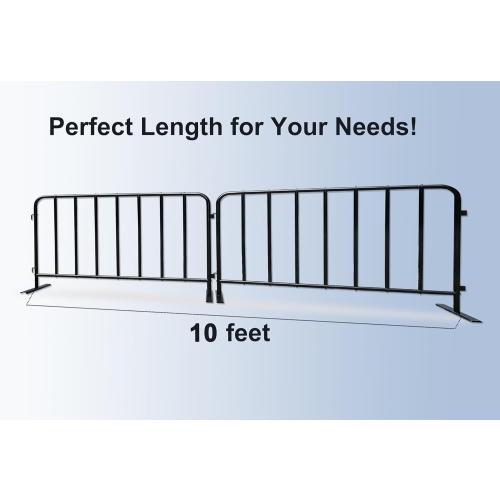2-Pack Steel Crowd Control Barrier, Light Duty 5FT Interlocking Safety Barricade, 16GA Galvanized Steel Queue Barrier, Assembly Needed for Pedestrian Traffic & Construction Barricade（Black）