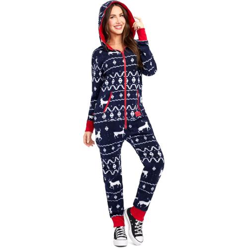 Size Large Blue Tipsy Elves Christmas Onesies for Adults - Comfy Unisex Matching Holiday Jumpsuits with Convenient Pockets