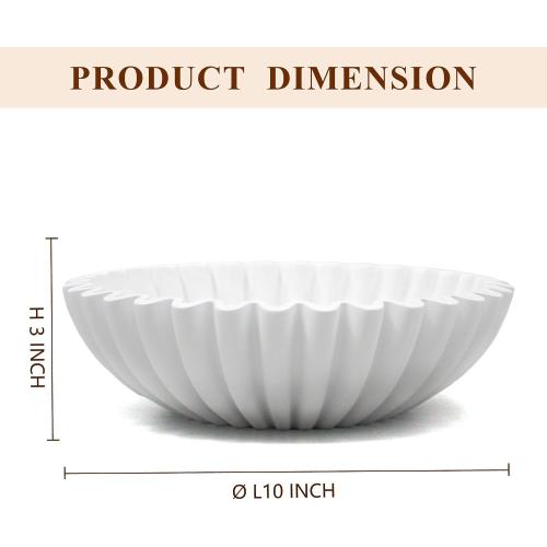 YMXYJM Large Decorative Bowl, Modern Handicraft Bowls for Home Decor, Decorative Fruit Bowl for Kitchen Counter, Ruffle Bowl Decor, Stylish Key Bowl for Entry Table, White