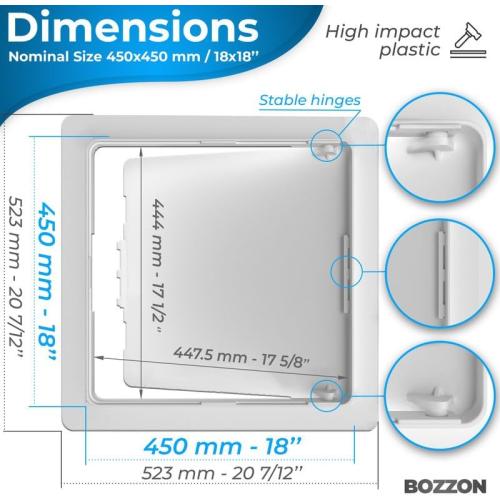 Access Panel for Drywall - 18 x 18 inch - Wall Hole Cover - Access Door - Plumbing Access Panel for Drywall - Heavy Durable Plastic White