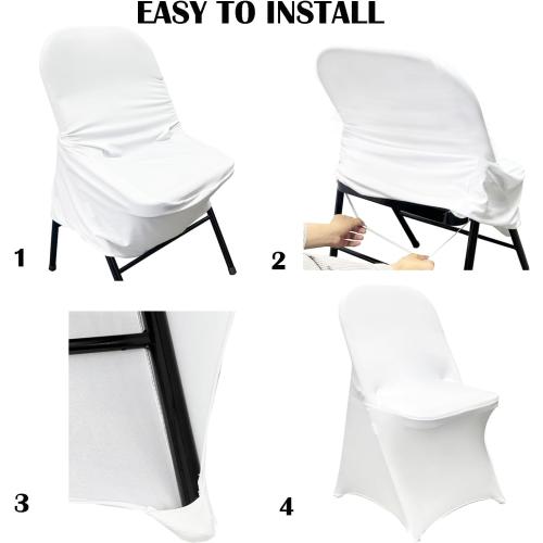 10PCS Stretch Spandex Folding Waterproof Chair Covers,Universal Fitted Chair Cover Protector for Wedding Party Banquet Holidays Celebration Decoration(White)