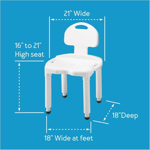 Carex Bath Seat And Shower Chair with Backrest for Seniors, Bath Chair For Elderly, Disabled, Handicap, and Injured Persons, Supports Up To 400lbs, Shower Seat For Inside Shower, Made in USA