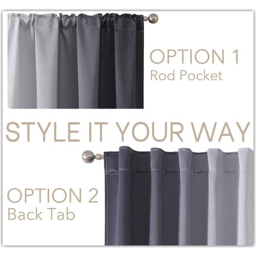 MIUCO Blackout Curtains & Drapes for Bedroom Living Room 84 Inches Long Grey and White Room Darkening Ombre Curtains Rod Pocket & Back Tab Curtains Thermal Insulated Light Blocking 2 Panels Set
