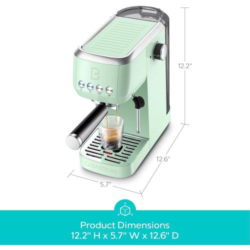CASABREWS 3700 Essential Espresso Machine 20 Bar, Compact Coffee Maker with Steam Frother for Cappuccino, Latte, 43.9oz Water Tank, Gift for Coffee Lovers, Pastel Green