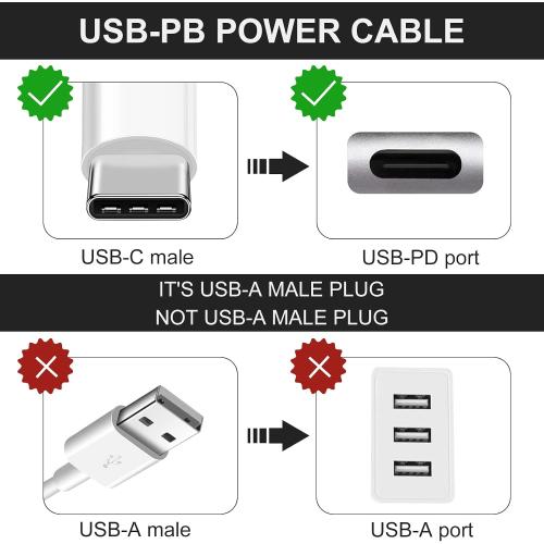 USB C to DC 5.5mm x 2.1mm Power Cable Cord, USB C Input to DC 12V Out Charging Cable, Work with PD Charger and PD Power Bank, Output DC 12V 3A MAX 36W