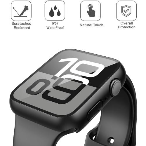 Misxi [2 Pack] Waterproof Hard Case with Tempered Glass Compatible with Apple Watch Series 11 (2025) Series 10 46mm, Ultra-Thin Anti-Fall Protective Cover for iWatch Screen Protector, Matte Black