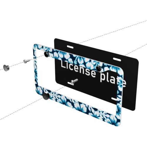 License Plate Frame Floral Hibiscus Car Tags Aluminum License Plate Covers for Girl Women Car Accessories Decoration 2 Holes with Screw
