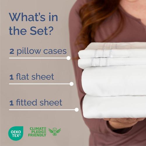 King Size 4 Piece Sheet Set - Comfy Breathable & Cooling Sheets - White