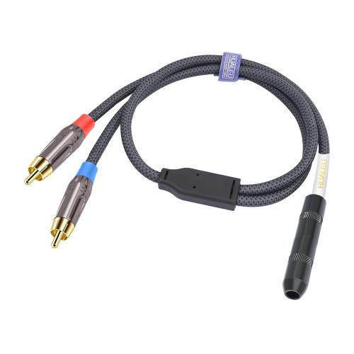 Male RCA to 1/4 Female Stereo Audio Splitter Cable;6.35mm Female to 2 RCA Male Audio Cable-1Feet
