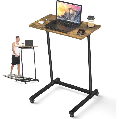 Treadmill Desk, Mobile Small Standing Desk with Wheels for Walking Pad, Portable Table for Laptop, Rolling Table Adjustable Height, Bedside Table