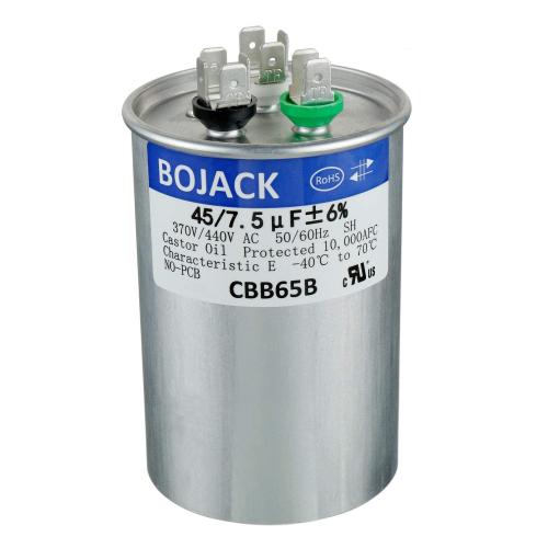 BOJACK 45 7.5 uF 45/7.5 MFD ±6% 370/440 V AC CBB65 Dual Run Circular Start Capacitor for AC Motor Run or Fan Start or Condenser Straight Cool or Heat Pump Air Conditioner