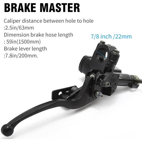 Left Hydraulic Brake Master Caliper Rear Hand Hydraulic Disc Brake Assembly Replacement for 50cc 90cc 110ccc 125cc Chinese Taotao Roketa Sunl Go-Kart Dune Buggy Quad ATV Dirt Mini Bike