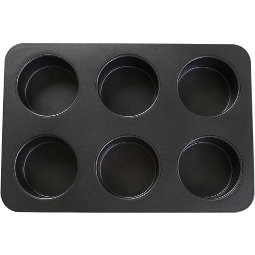 6 Cup Straight Edge 2.6 inch Muffin Cupcake Pan Nonstick Whoopie Pie Egg Frittata Cornbread Quiche Cheesecake Biscuit Cake Baking Tin Tray Mold for Toaster Oven Air Fryer