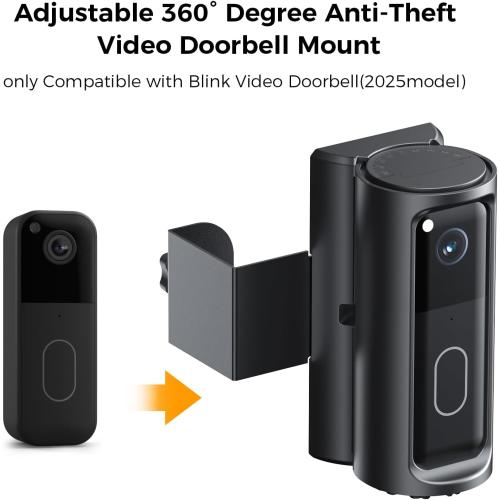 Blink Doorbell Mount Adjustable 360° Degree Angle Compatible with Blink Video Doorbell(2025 Model), No-Drill Blink Camera Bracket Holder for Home, Apartment & Dorm (Door Mount)