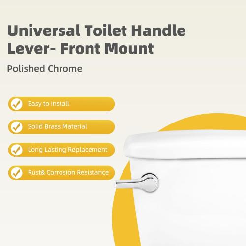 iFealClear Universal Metal Toilet Handle Replacement Kit, Front Mount Toilet Flush Handle Replacement Compatible with Kohler, American Standard, TOTO, Mansfield, Solid Brass, Chrome