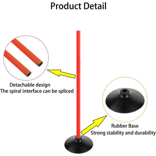 Orange Soccer Agility Poles Set Detachable Sports Trainning Speed Pole Slalom Poles with Rubber Base Sport Traning Equipment