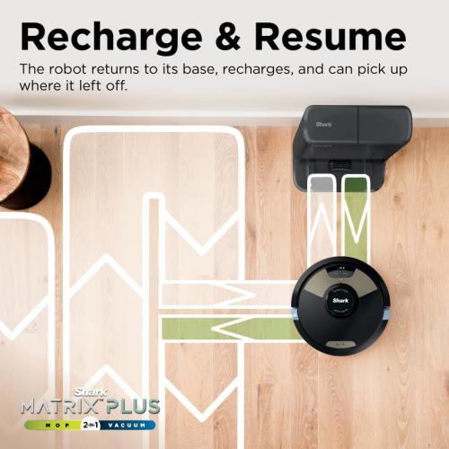 Shark Robot Vacuum & Mop Combo, Powerful Suction, Matrix Plus, 60-Day Debris Capacity, HEPA Bagless Self Empty Base, Sonic Mopping, Home Mapping for Pet Hair - Carpets & Hardfloor, AV2610WA