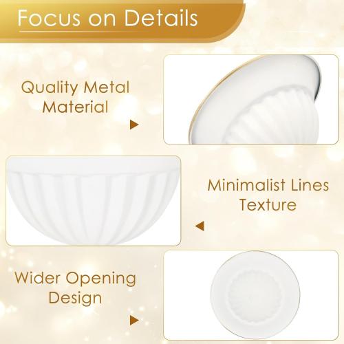 White Flower Vases for Centerpieces: Wedding Compote Bowl 5.1 Inch Small Urn Vase Metal Pedestal Vase for Table Party Event Home Set of 2