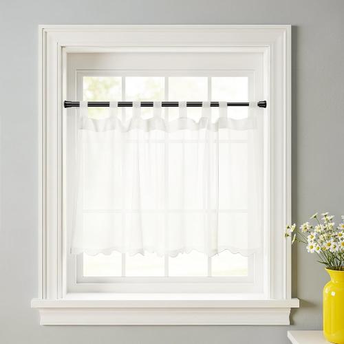 Tension Curtain Rod 28-48 Inch 2 Pack Black Adjustable Spring Curtain Rod