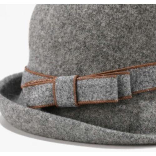 Women Vintage Felt Cloche Hats Winter Fall Solid Fedora Bucket Caps Elegant Bowler Hat Bowknot