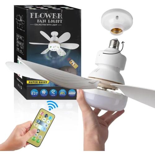 Ceiling Fan White with Light Remote Control E27 Base 40w 52cm