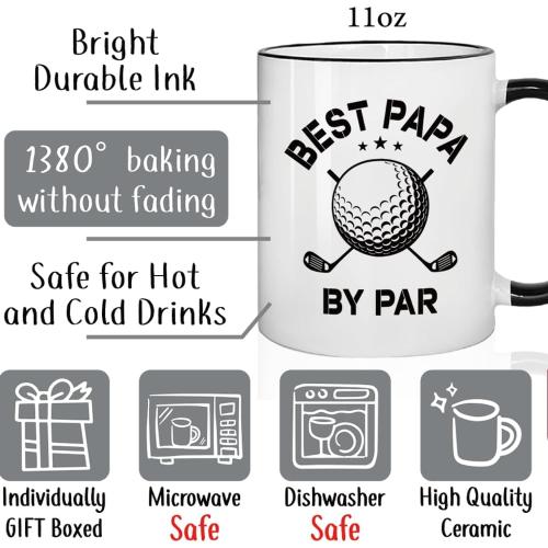 Father’s Day Golf Gifts for Dad - Best Papa by Par Coffee Mug 11oz, Golf Gift for Men, Gifts for Dad, Birthday Golfing Gift for Men Father Papa Pop