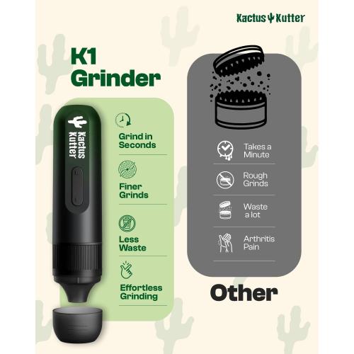 Black and Green K1 2024 Electric Kitchen Grinder Automatic Spice Mill Rechargeable Battery Powered For Grinding up to 1 Gram