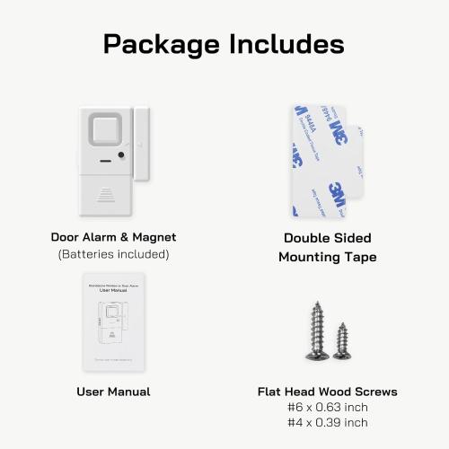 Door Window Alarms - 6 Pack - Adjustable Volume, Chime/Alarm, Wireless, Door Window Alarm Sensor for Home Security, Kids Safety, Door Open Alert Security Alarm for Home, Apartment and more, by Rosmila