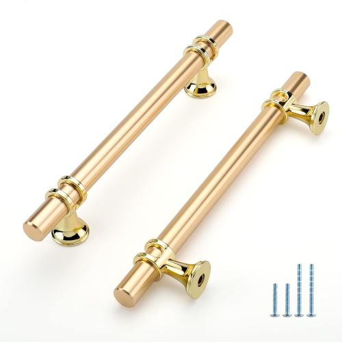 10 Pack Kitchen Cabinet Handles Brushed Gold Cabinet Pulls 5 Inch Gold Drawer Pulls for Dresser Bathroom Modern Kitchen Hardware for Closet and Cupboard, Zinc Alloy Base
