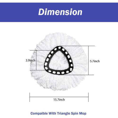Spin Mop Replacement Head 4 Pack Mop Refill Compatible with Ocedar Triangle Swivel Mops Microfiber Swivel Mop Refill,Deep Clean,Machine Washable and Easy to Replace
