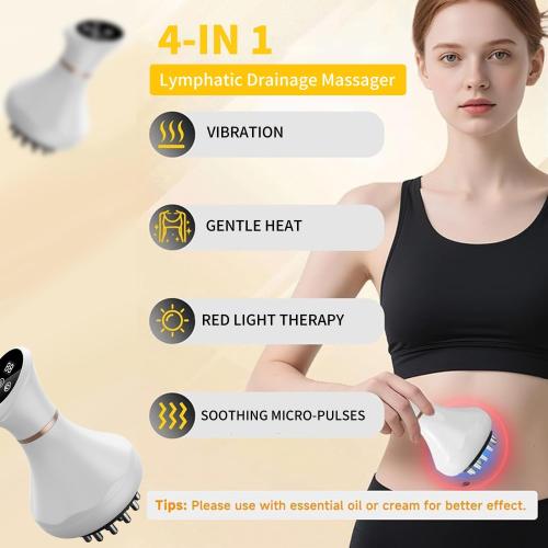 Handheld Electric Lymphatic Drainage Massager: Body Sculpting Machine and Anti Cellulite Massage Tool for Cellulite & Stretch Marks with Microcurrent Red Light Heat & Vibration