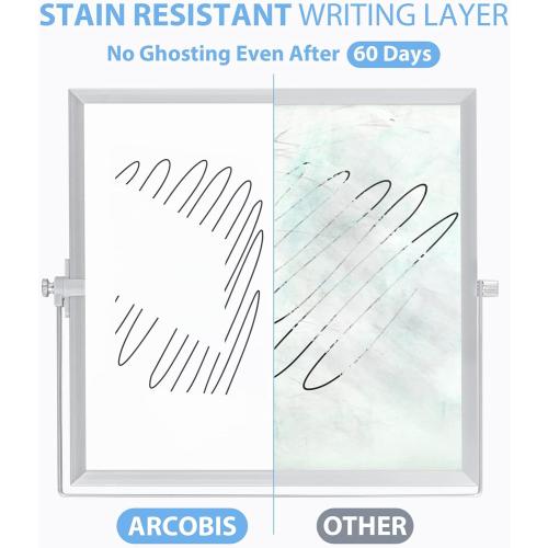 ARCOBIS Small WhiteBoard with Stand 10 X 10, Magnetic Double-Sided Dry Erase White Board Easel for Desk Students Home Office