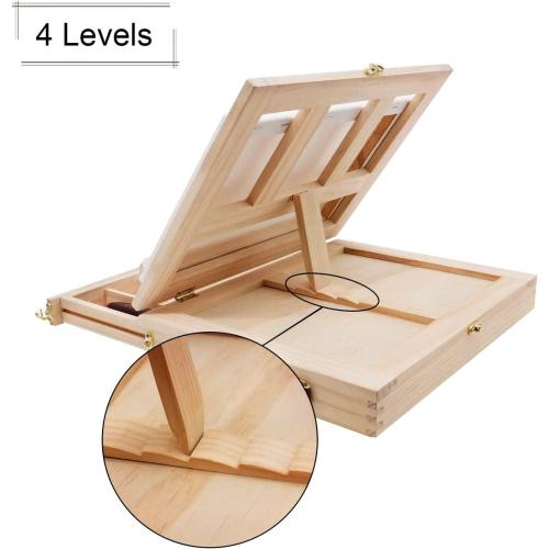 LUCYCAZ Art Easel for Painting, Tabletop Painting Easel Set for Kids, Pine-Wood Portable Easel Stand for Artists with Canvas, Acrylic Paints, Brushes, Palette and Palette Knives