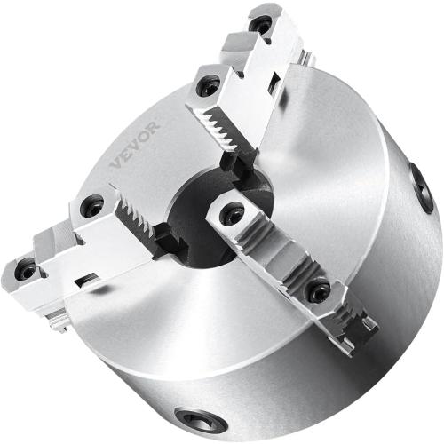 VEVOR 3-Jaw Lathe Chuck, 8'', Self-Centering Lathe Chuck, 0.16-8 in/4-200 mm Clamping Range with T-key Fixing Screws Hexagon Wrench, for Lathe 3D Printer Machining Center Milling Drilling Machine