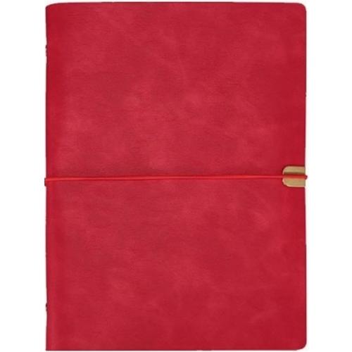 KAFENDA A5 6 Ring Vegan Leather Refill Notebook 80 Sheets (Red)