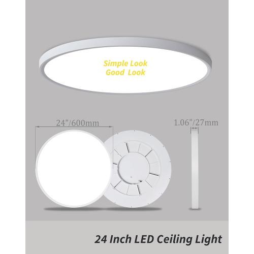 1pack 24 Inch Large Flush Mount Ceiling Light, 50w Led Ceiling Light, 3000k/4000k/6000k Selectable 4980lm Ceiling Lights, Super Slim Led Light Fixture for Bedroom Kitchen Living Dining Room Office