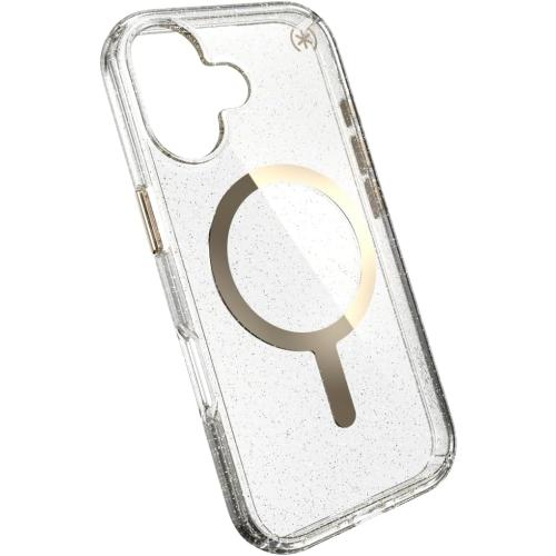 Speck Presidio LUX for iPhone 17 Case, MagSafe-Compatible, Slim Protective Case, Glitter/Gold Metallic