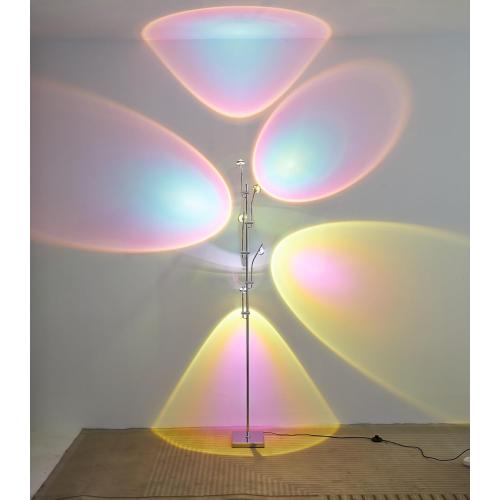 NKU Sunset Floor Lamp Projector 5 Head Multi Head Floor Light with Replaceable Filters Ambient Mood Lighting for Bedroom, Living Room 72in Chrome Unique Modern Colorful Sunset Lamp with Halo Effect
