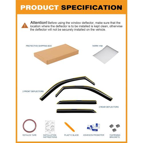 in-Channel Window Rain Guards Fit for Truck Dodge RAM 2500 3500 2019 2020 2021 2022 2023 2024 2025 Crew Cab Extra Durable Window Deflectors Vent Visors Shades Exterior Car Accessories