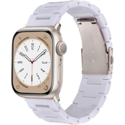 V-MORO Resin Band Compatible with Apple Watch Bands Series 11/10/9/8/7 41/42/40/38mm iWatch 6/5/4/3/2/1/SE with Starlight Buckle Fashion Wristband Strap Women Men(Pure White,42mm/41mm/40mm/38mm)