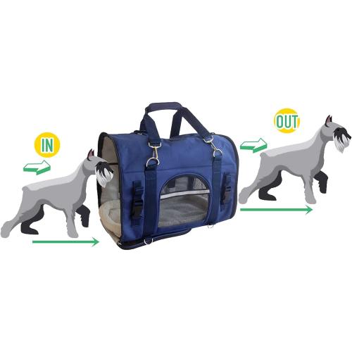 6-in-1 Sturdy Pet Carrier Backpack, Front Pack, Shoulder Bag, Pet Hand Bag, Car Seat Crate, Soft-Sided pet Carrier, Small Dog & Cat Travel Carrier, Size Medium for Pets 14-16 Long