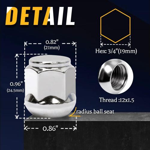 20 12x1.5 Ball Seat Radius Lug Nuts Fits Honda Acura Factory Alloy Wheels