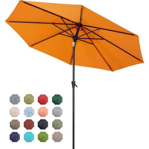 BLUE ? Tempera Patio Market Outdoor Table Umbrella with Push Button Tilt and Crank,Large Sun Umbrella with Sturdy Pole&Fade resistant canopy,Easy to set