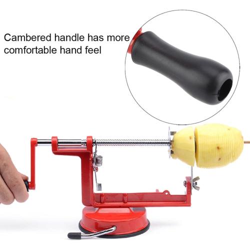 Potato Spiral Cutter, Twisted Potato Slicer Stainless Steel French Fry Cutter Hand Crank Curly Fries Potato Cutter with Suction Base for Potato