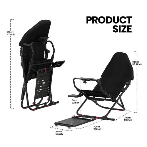 Color Black RACGTING Racing Simulator Cockpit for G29/G920/G923, Foldable & Adjustable Racing Seat for Thrustmaster T300RS/248/T-GT II, Fanatec CSL DD/GT DD Pro/ClubSport DD/DD , MOZA R5, SIMAGIC Alpha Mini